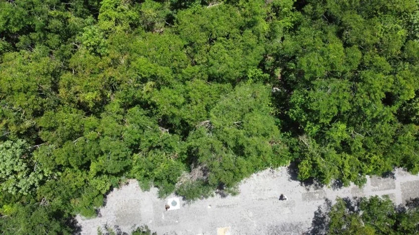 una vista desde lo alto de un terreno comercial en cruz de servicios playa del carmen