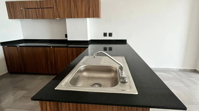 una tarja de acero inoxidable en Palms Residences Veracruz